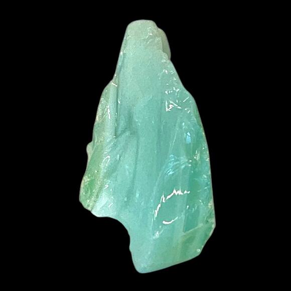 Green Aqua Layered Art Glass Cullet Glowing Manganese Slag Glass #5GX31 - Picture 3 of 7